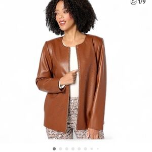 Susan Graver Women's Brown Leather Jacket- NWOT